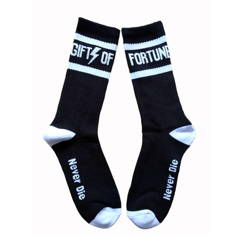 GIFTS OF FORTUNE NEVER DIE SOCKS BLACK / WHITE