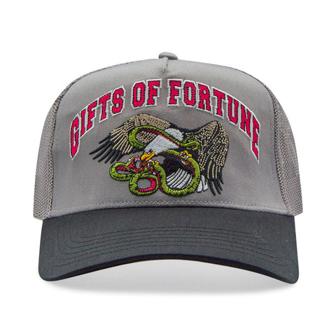 GIFTS OF FORTUNE IRON BIRD TRUCKER HAT GREY / BLACK