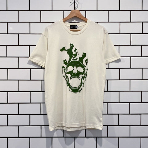 GIFTS OF FORTUNE FLAMMING SKULL T-SHIRT TAN