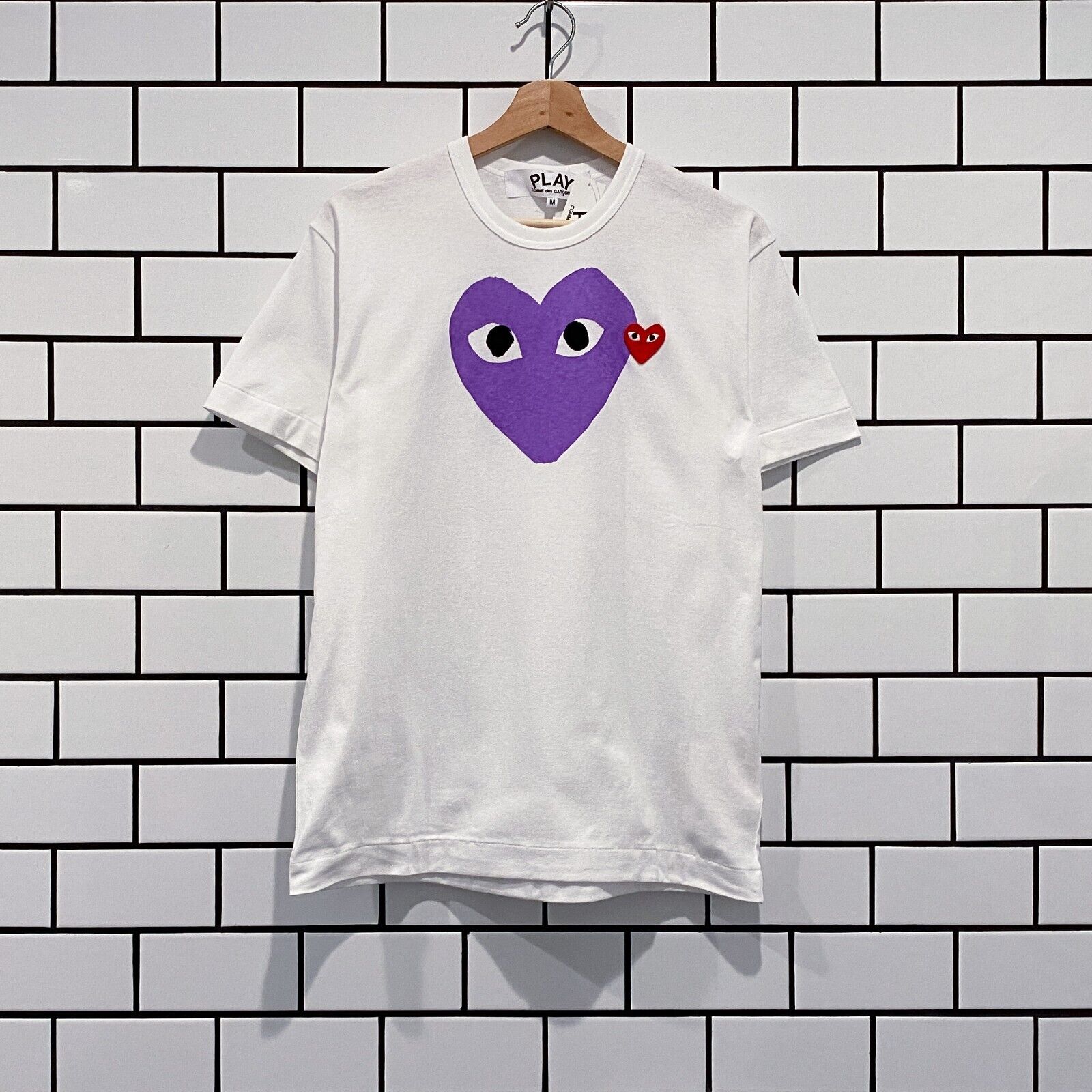 COMME DES GARCONS CDG PLAY BIG PURPLE HEART TEE WHITE AZ T106 051 1 shoparchive.us