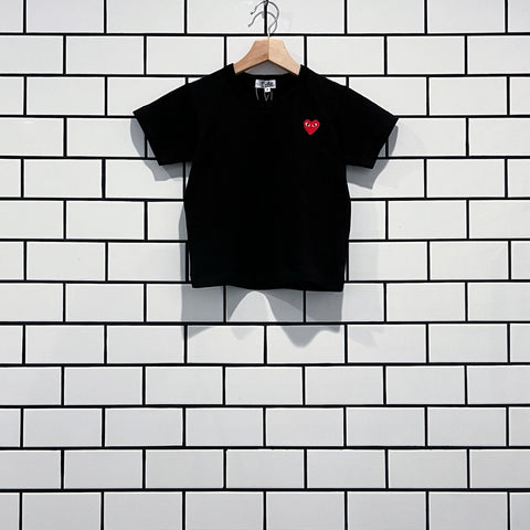 COMME DES GARCONS CDG PLAY KIDS HEART LOGO TEE BLACK AZ-T501-100-1
