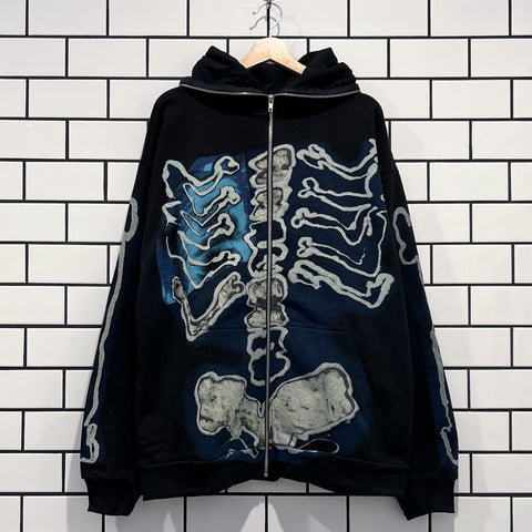 TRAVIS SCOTT CACTUS JACK FRAGMENT SKELETON GRAFFITI FULL ZIP HOODIE MULTI COLOR