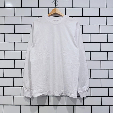LOS ANGELES APPAREL 6.5 OZ LONG SLEEVE GARMENT DYE CREW NECK T-SHIRT WHITE
