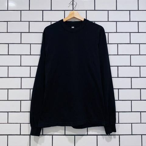 LOS ANGELES APPAREL 6.5 OZ LONG SLEEVE GARMENT DYE CREW NECK T-SHIRT BLACK