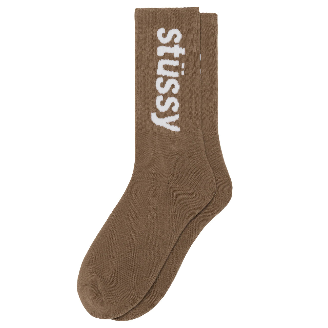 STUSSY HELVETICA JACQUARD CREW SOCKS BROWN F21 | shoparchive.us