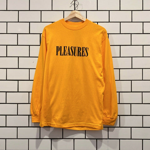 PLEASURES TICKLE LOGO LONG SLEEVE T-SHIRT GOLD