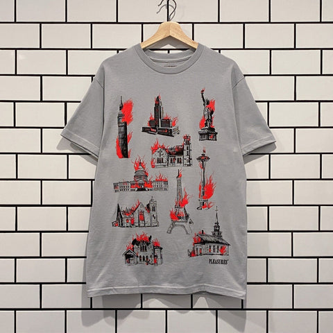 PLEASURES MONUMENT T-SHIRT SILVER