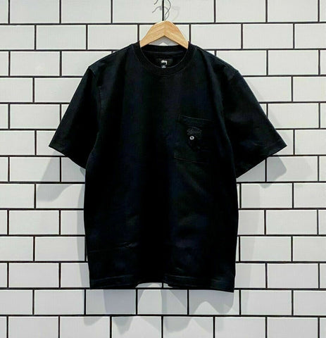 STUSSY 8 BALL POCKET CREW TEE BLACK