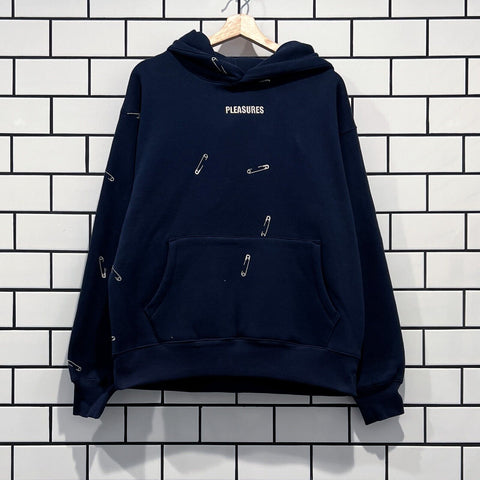 PLEASURES SAFETY PIN HOODIE NAVY