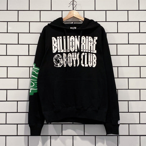 BILLIONAIRE BOYS CLUB BBC STRAIGHT FONT HOODIE BLACK OVERSIZED