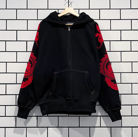 PLEASURES TAILS ZIP HOODIE BLACK