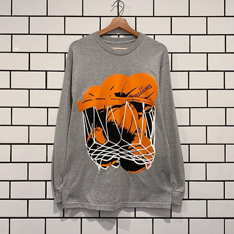 PLEASURES HOOPS LONG SLEEVE TEE HEATHER GREY