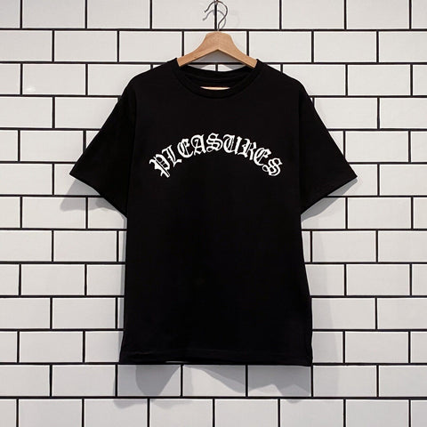 PLEASURES OLD E LOGO T-SHIRT BLACK