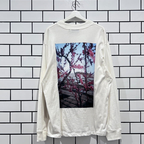 FEAR OF GOD ESSENTIALS FLORAL PRINTED LONG SLEEVE TEE WHITE