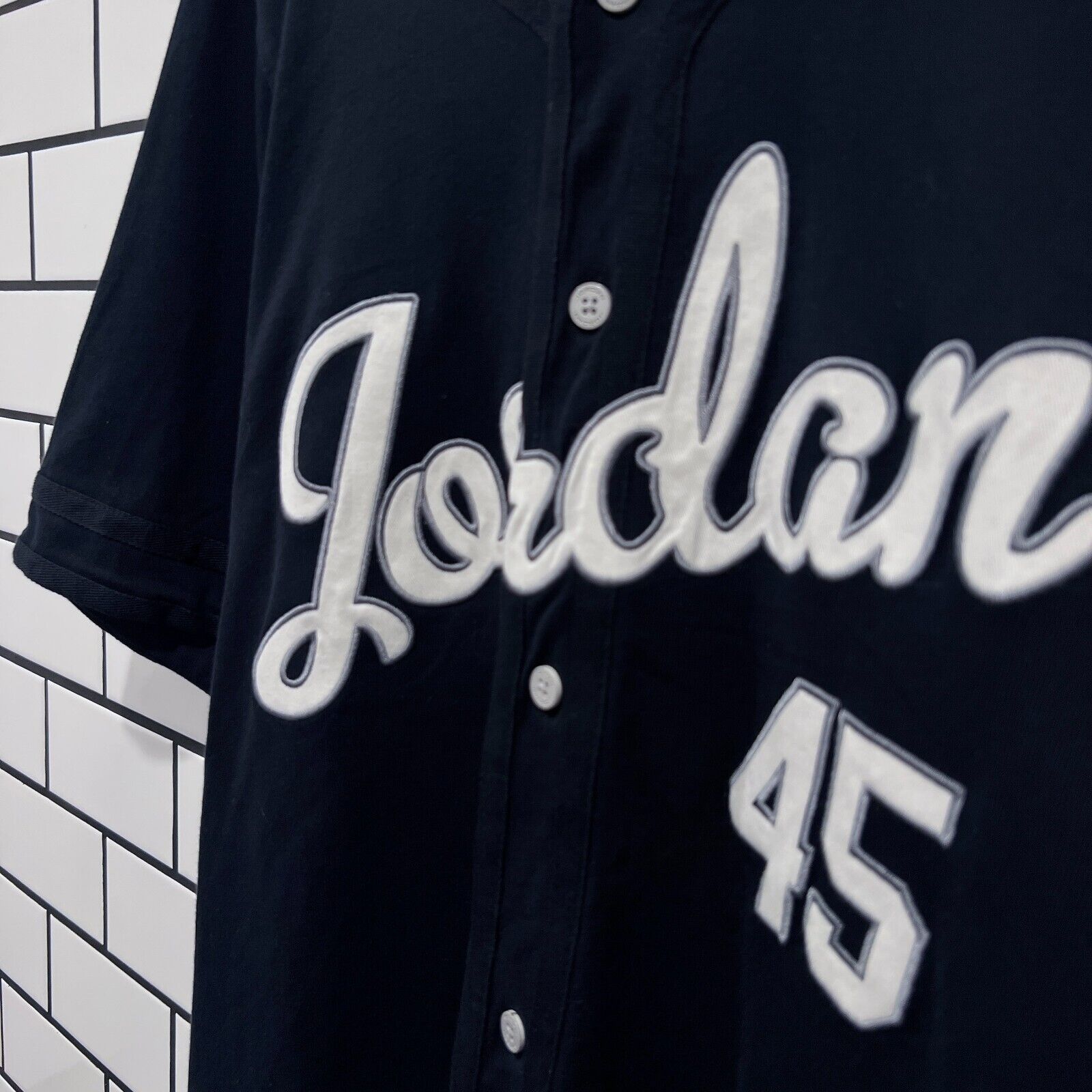 NIKE AIR JORDAN IX BARONS #45 BASEBALL JERSEY SIZE L BRAND NEW