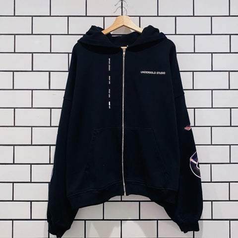 UNDERGOLD NOVA GLASS ZIP UP HOODIE BLACK
