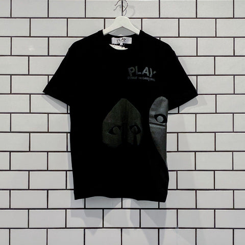 COMME DES GARCONS CDG PLAY THREE HEARTS TEE BLACK T196-051-1