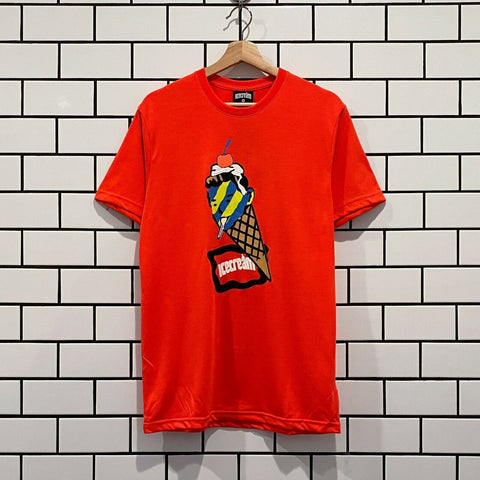 ICECREAM CONE MAN SS TEE NEON RED ICE CREAM
