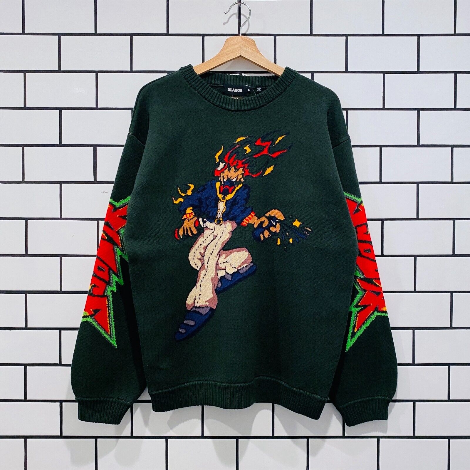 トップス XLARGE BURNING MONSTER CREWNECK KNIT XLARGE BURNING MONSTER CREWNECK SWEATSHIRT BLACK | eBay