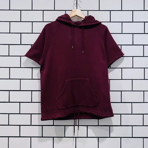 10 DEEP SLEEVELESS FT HOODIE BURGUNDY