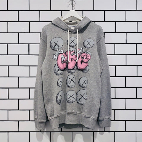 COMME DES GARCONS CDG X KAWS PRINT POPOVER HOODIE GREY
