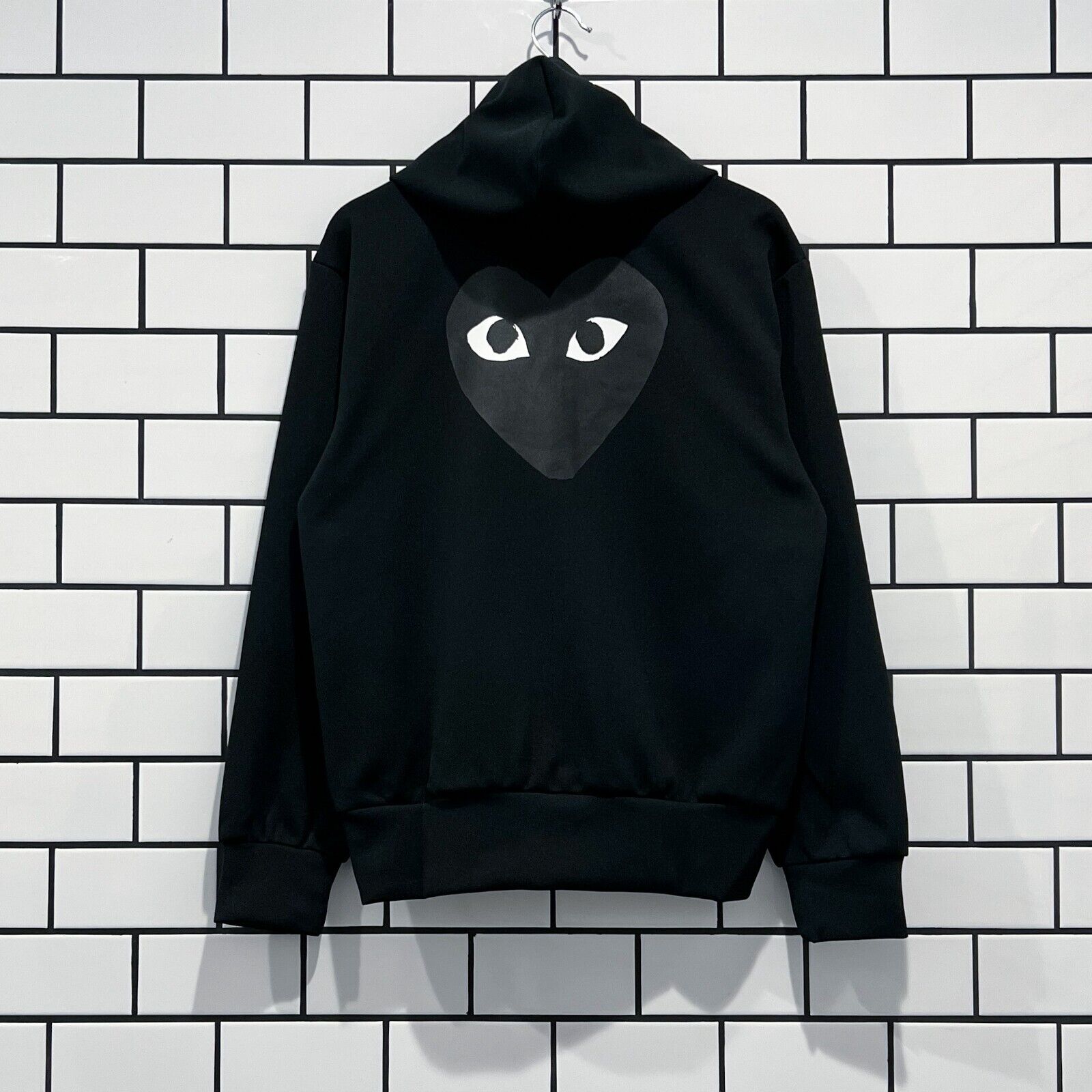 COMME DES GARCONS CDG PLAY BLACKHEART BIG LOGO ZIPPED HOODIE BLACK COMME DES GARCONS CDG PLAY BLACKHEART BIG LOGO ZIPPED HOODIE BLACK