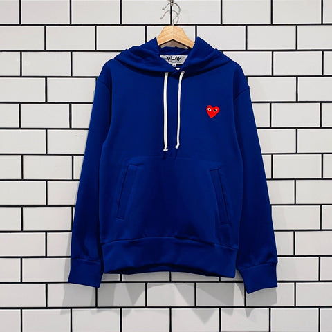 COMME DES GARCONS CDG PLAY RED HEART PULLOVER HOODIE BLUE AZ-T174-051-2