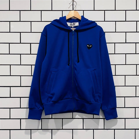 COMME DES GARCONS CDG PLAY BLACK HEART BIG LOGO ZIPPED HOODIE BLUE AZ-T254-051-2