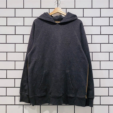 STUSSY LUX FLEECE HOODIE BLACK HEATHER