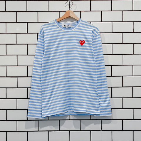 COMME DES GARCONS CDG PLAY PASTELLE STRIPED LS TEE AZ-T278-051-1