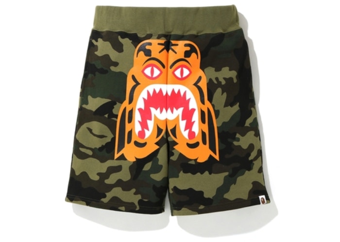 BAPE WOODLAND CAMO TIGER SWEAT SHORTS