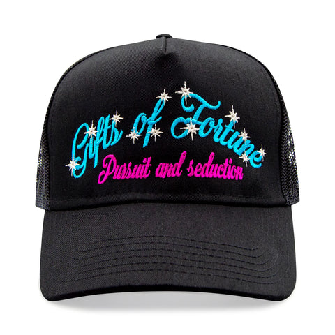 GIFTS OF FORTUNE PURSUIT & SEDUCTION TRUCKER HAT BLACK