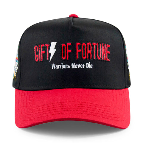 GIFTS OF FORTUNE INDIAN WARRIOR TRUCKER HAT BLACK / RED