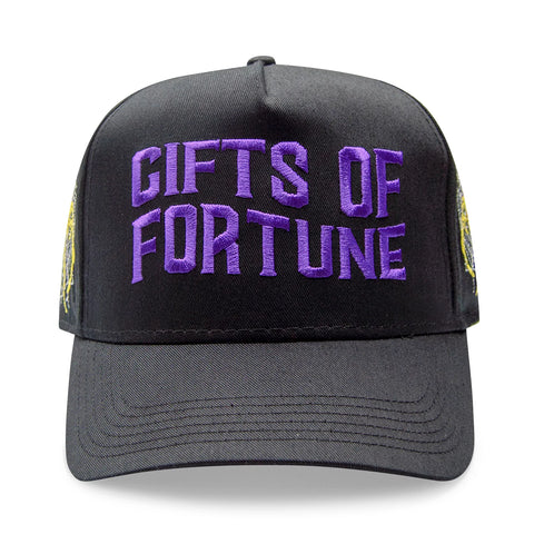 GIFTS OF FORTUNE BLACK WIDOW TRUCKER HAT BLACK / PURPLE