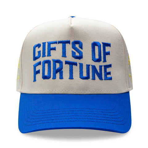 GIFTS OF FORTUNE BLACK WIDOW TRUCKER HAT CREAM / BLUE