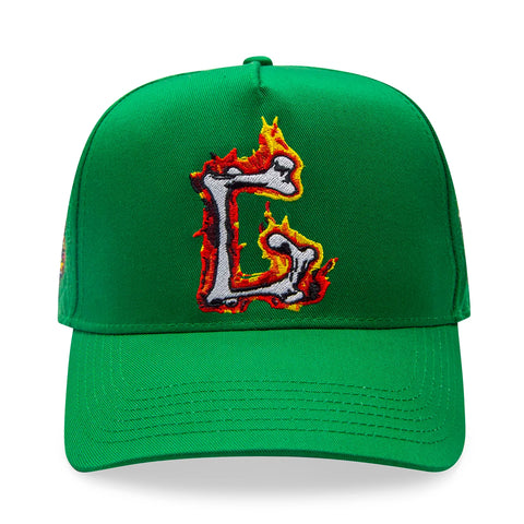 GIFTS OF FORTUNE G FLAMES TRUCKER HAT GREEN