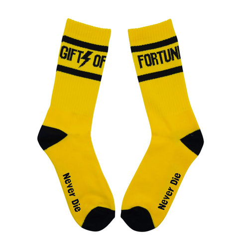 GIFTS OF FORTUNE NEVER DIE SOCKS YELLOW / BLACK