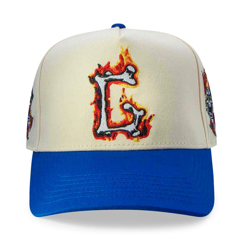 GIFTS OF FORTUNE G FLAMES TRUCKER HAT CREAM / BLUE