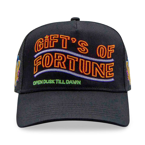 GIFTS OF FORTUNE NEON GIRL TRUCKER HAT BLACK