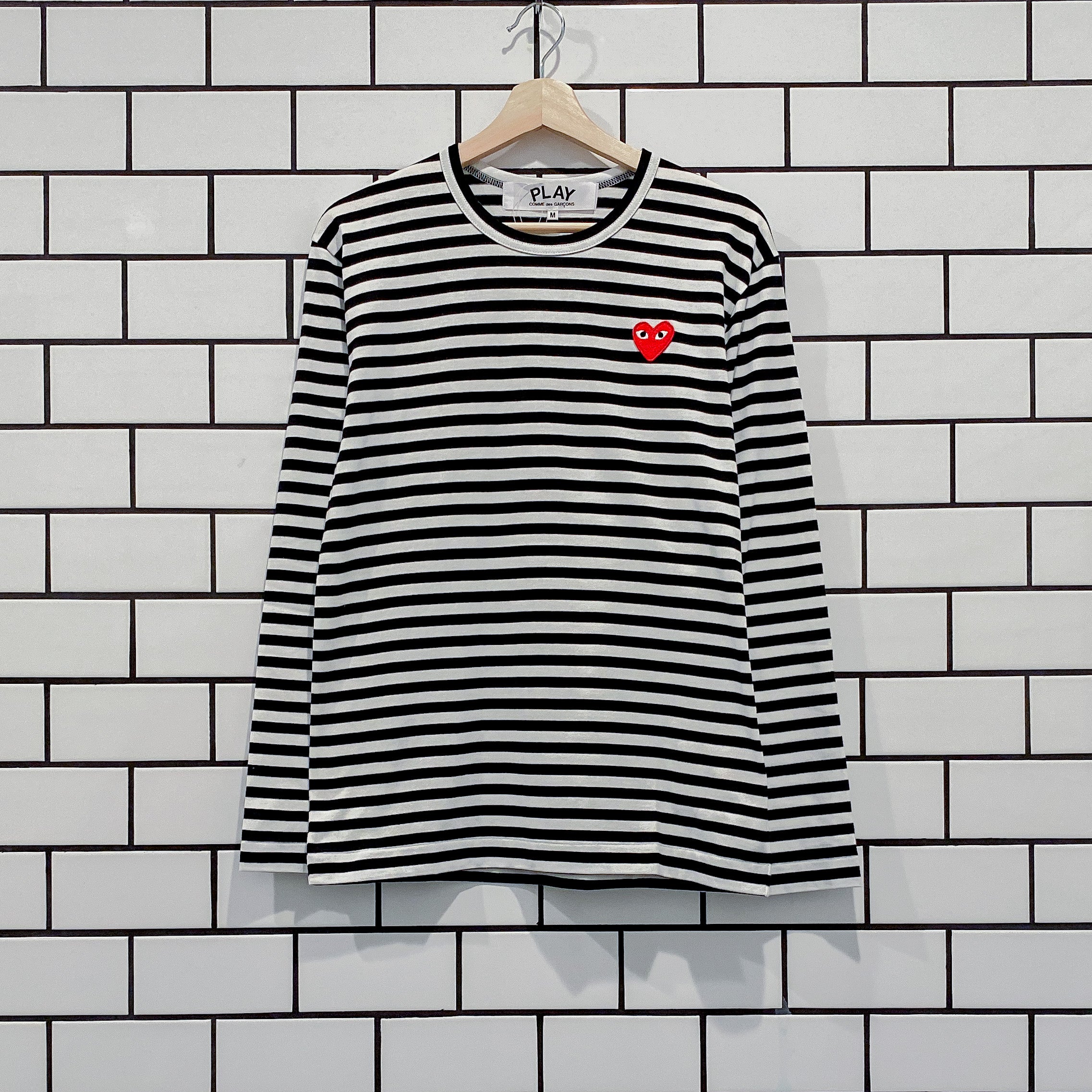 PLAY COMME des GARCONS AZ-T164 グリーン　XL COMME des GARCONS PLAY Striped Long-Sleeve T-Shirt 'Green