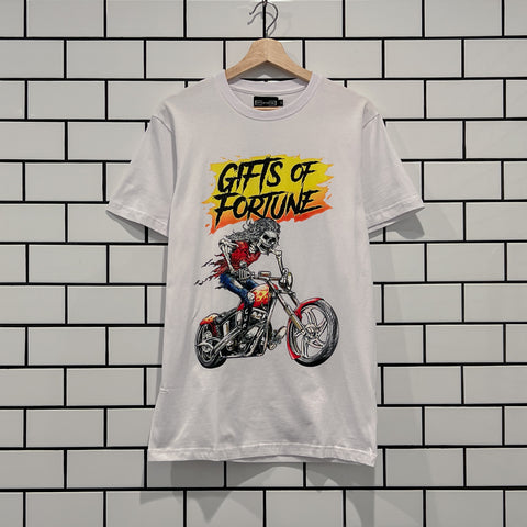 GIFTS OF FORTUNE DYING TO LIVE LIVING TO DIE T-SHIRT WHITE