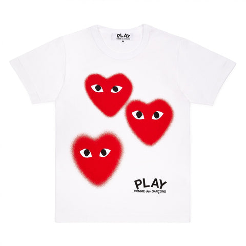 CDG PLAY FUZZY HEART TEE WHITE OD-T222-051