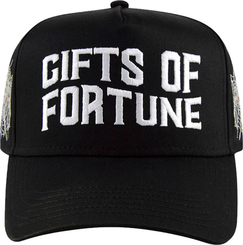 GIFTS OF FORTUNE BLACK WIDOW TRUCKER HAT BLACK/WHITE