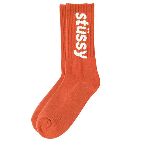 STUSSY HELVETICA JACQUARD CREW SOCKS ORANGE F21