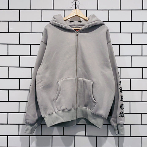 PLEASURES OE ZIP UP HOODIE GREY