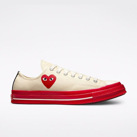 COMME DES GARCONS CDG PLAY CONVERSE RED SOLE WHITE LOW RED HEART AZ-K123-001-2