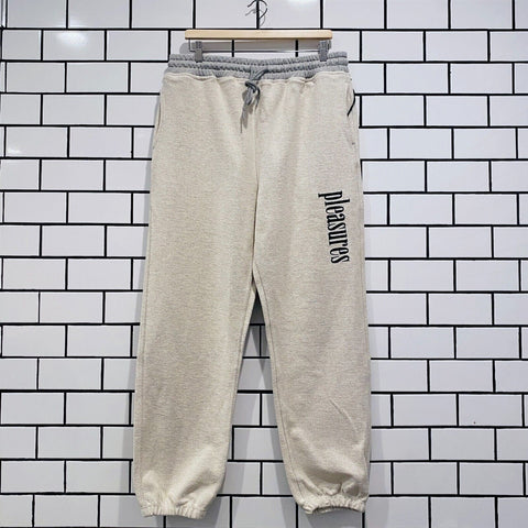 PLEASURES LOGIC REVERSE TERRY SWEATPANTS GREY