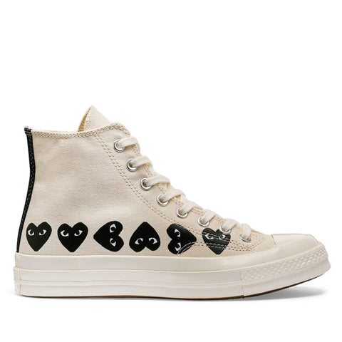 COMME DES GARCONS CDG PLAY CONVERSE WHITE HI MULTI BLACK HEART AZ-K127-001-2