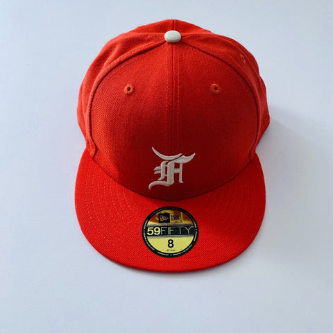 FEAR OF GOD ESSENTIALS NEW ERA 59FIFTY FITTED HAT ORANGE FW21