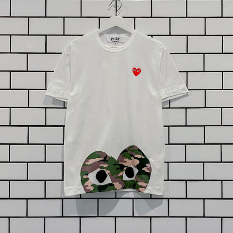 COMME DES GARCONS CDG PLAY CAMO HALF HEART TEE AZ-T244-051-1